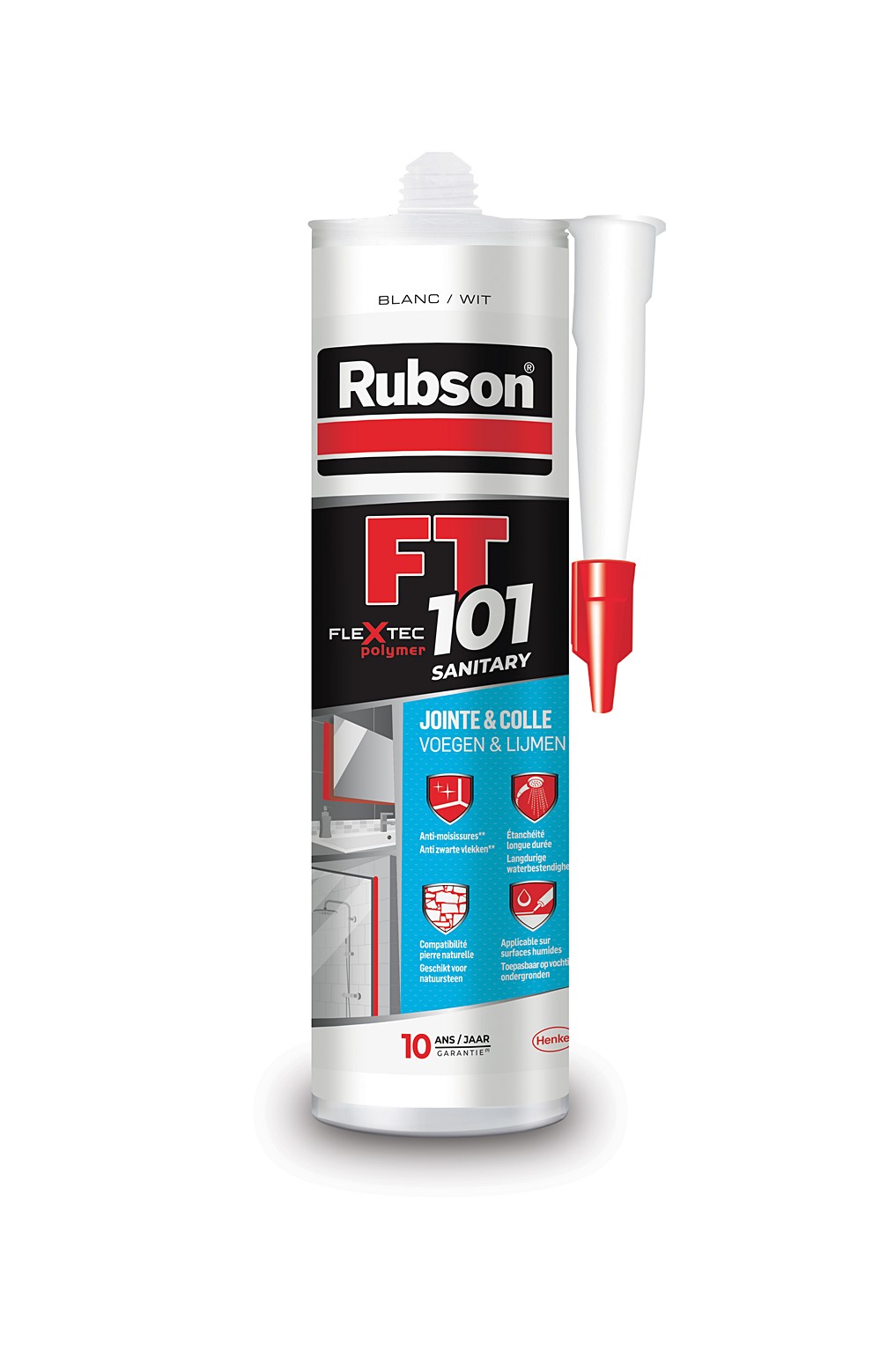 Mastic FT 101 Sanitaire Blanc Cart 280ml - RUBSON