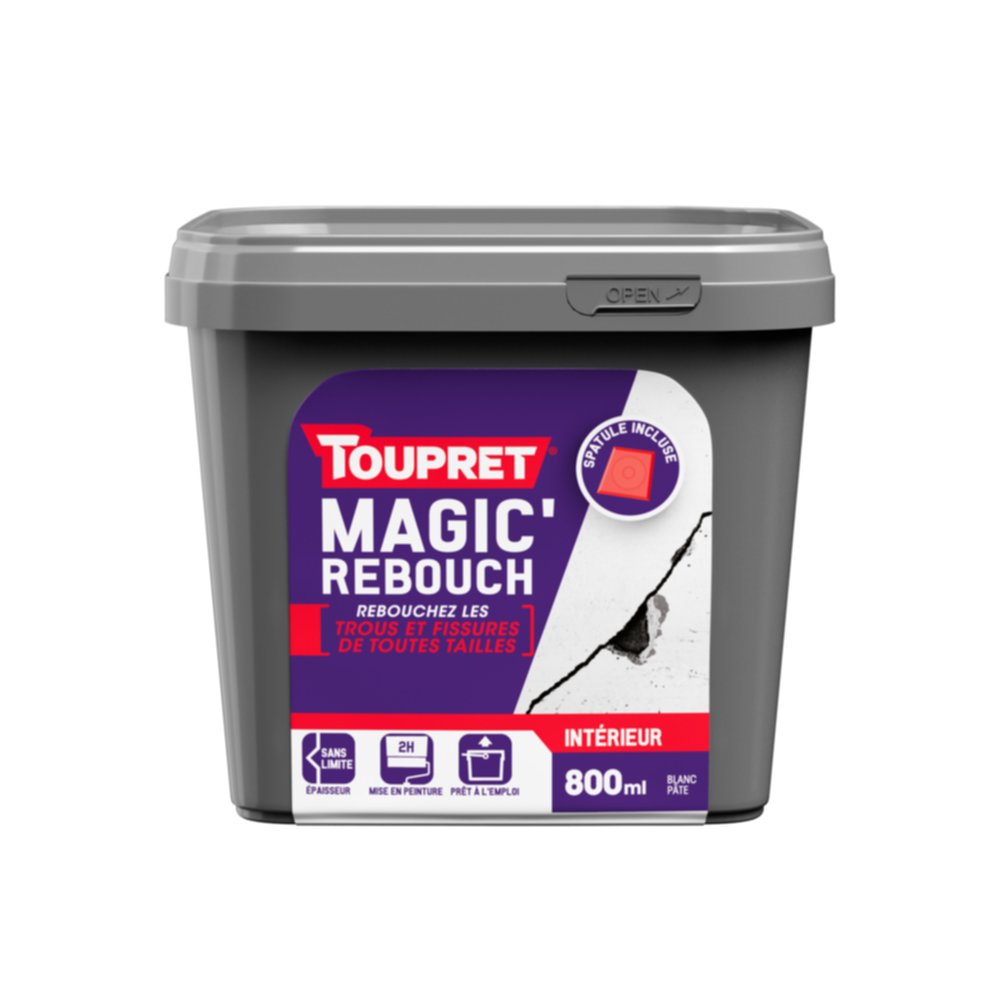 Enduit Magic' Rebouch 800 mL pâte blanc - TOUPRET