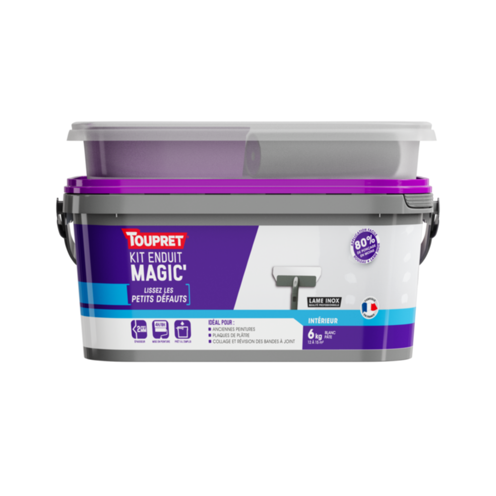 Kit enduit à lisser Magic' 6kg avec rouleau et lame - TOUPRET