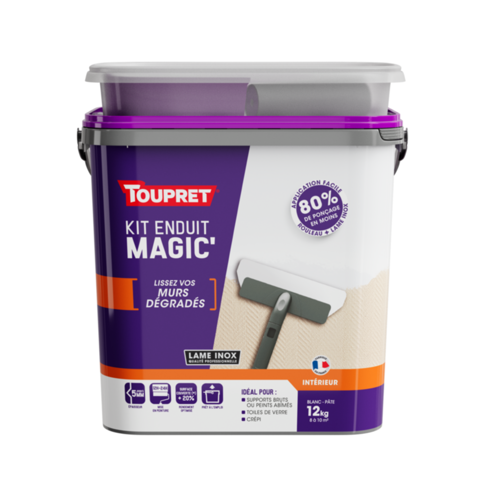 Kit Enduit à lisser Magic'Murs Dégradés 12kg - TOUPRET