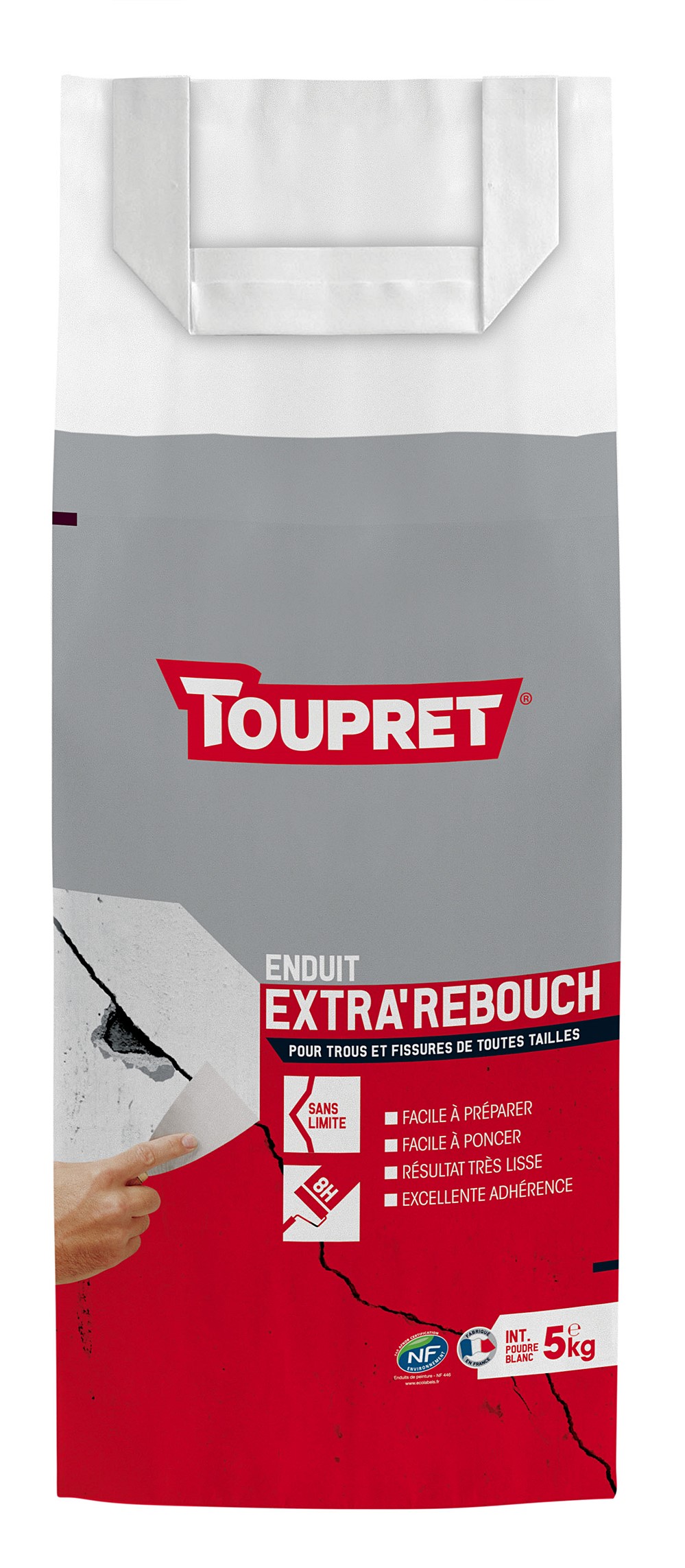 Enduit Extra' Rebouch poudre 5 kg blanc - TOUPRET