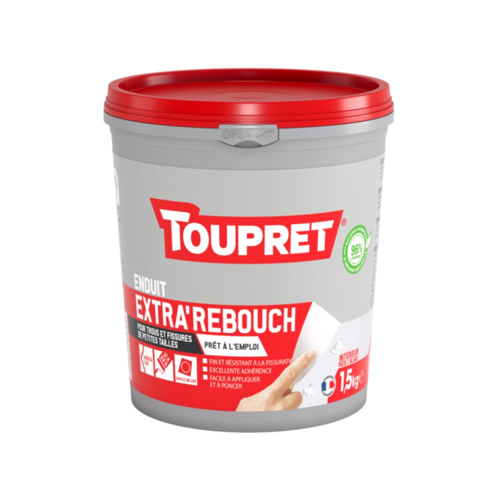 Enduit Extra' Rebouch pâte 1,5 kg blanc - TOUPRET