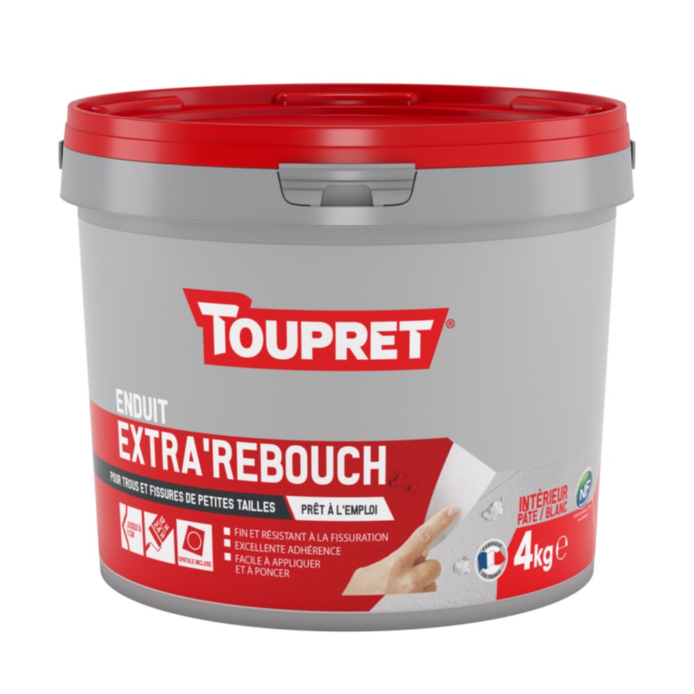 Enduit Extra' Rebouch pâte 4 kg blanc - TOUPRET