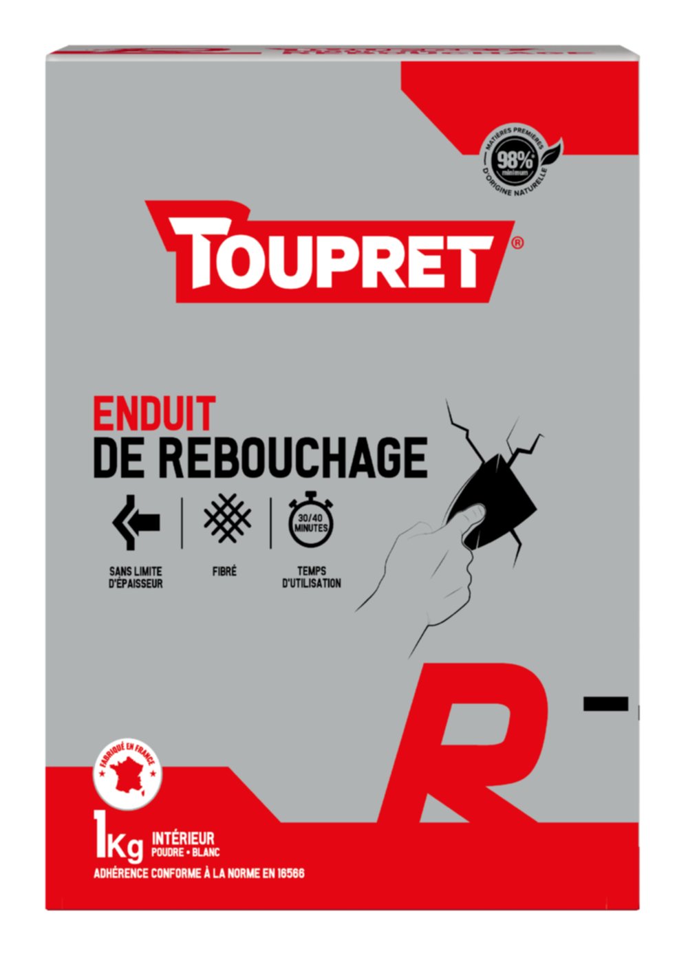 Enduit de rebouchage poudre 1kg - Toupret