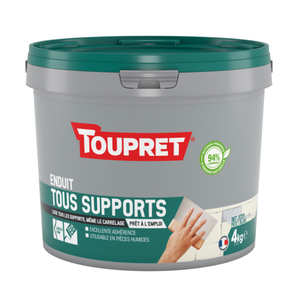 Enduit Tous supports pâte 4 kg blanc - TOUPRET