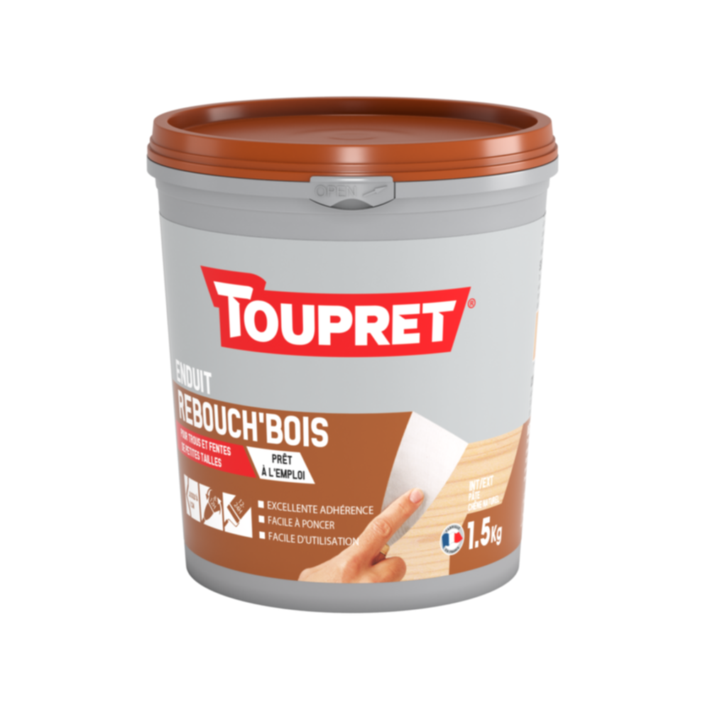 Enduit Rebouche bois pâte 1,5 kg chène naturel - TOUPRET