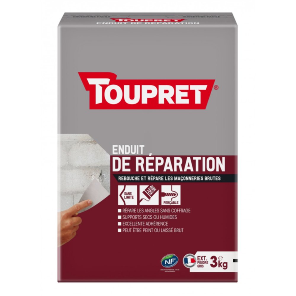 Enduit Réparation poudre 3 kg blanc - TOUPRET 