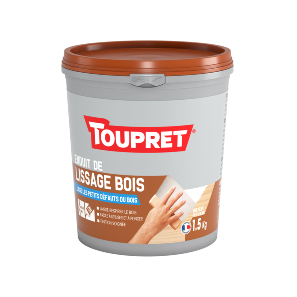 Enduit Lissage bois pâte 1,5 kg blanc - TOUPRET