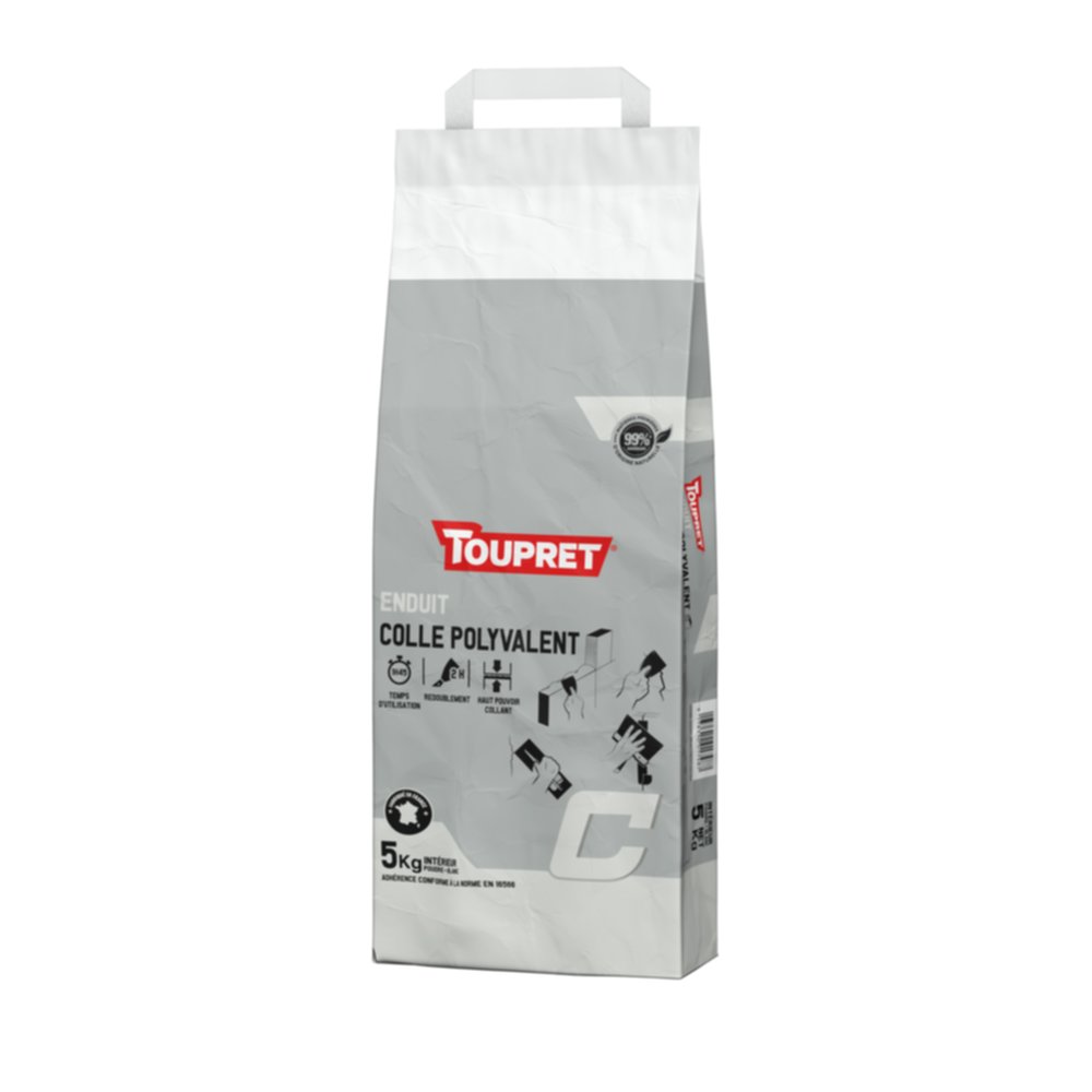 Enduit Colle poudre 5 kg blanc - TOUPRET