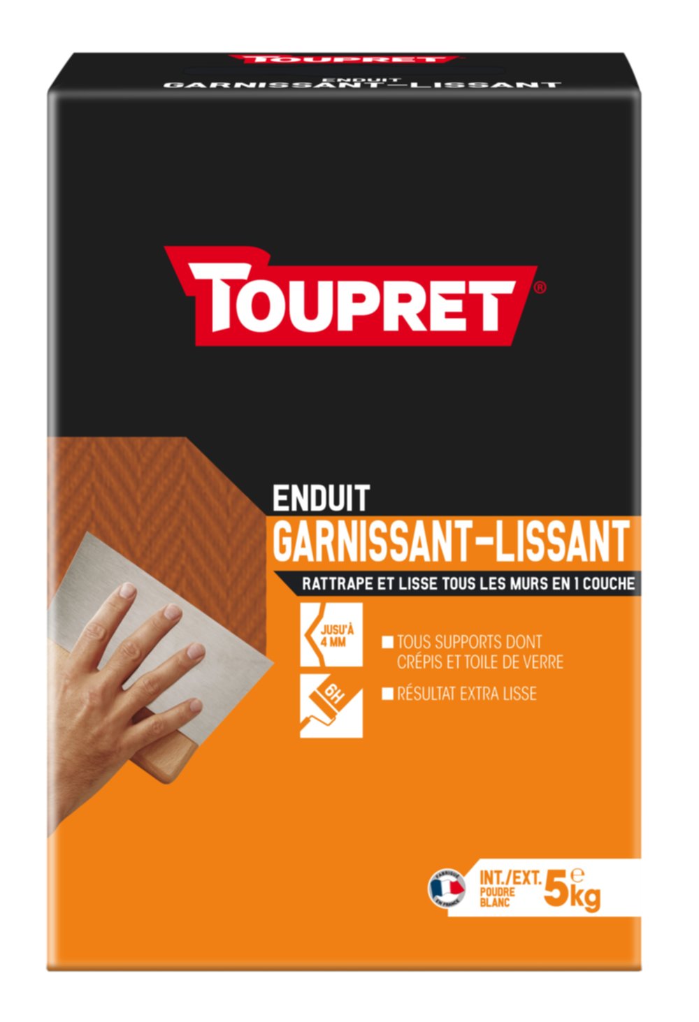 Enduit Garnissant-Lissant 2 en 1 poudre 5 kg blanc - TOUPRET