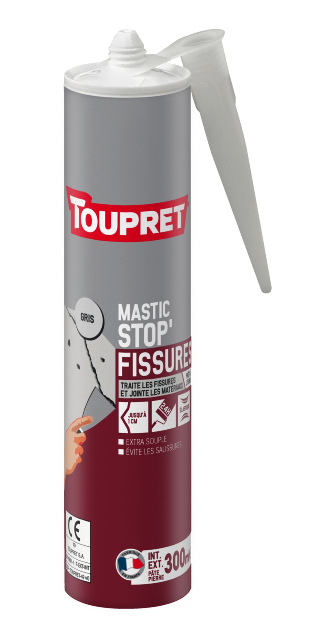 Mastic Stop fissures gris 300ml - TOUPRET