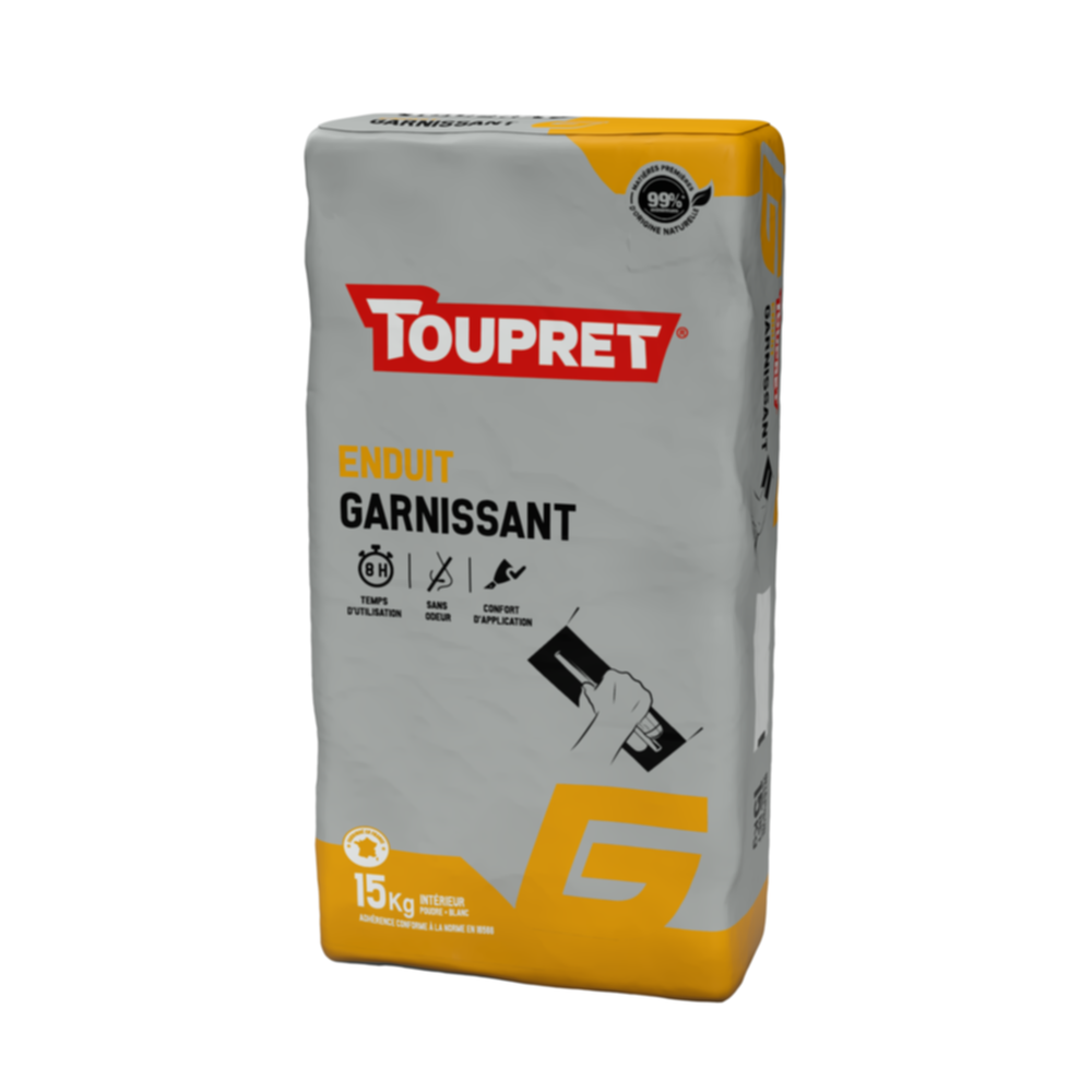 Enduit Garnir G poudre 15 kg blanc - TOUPRET