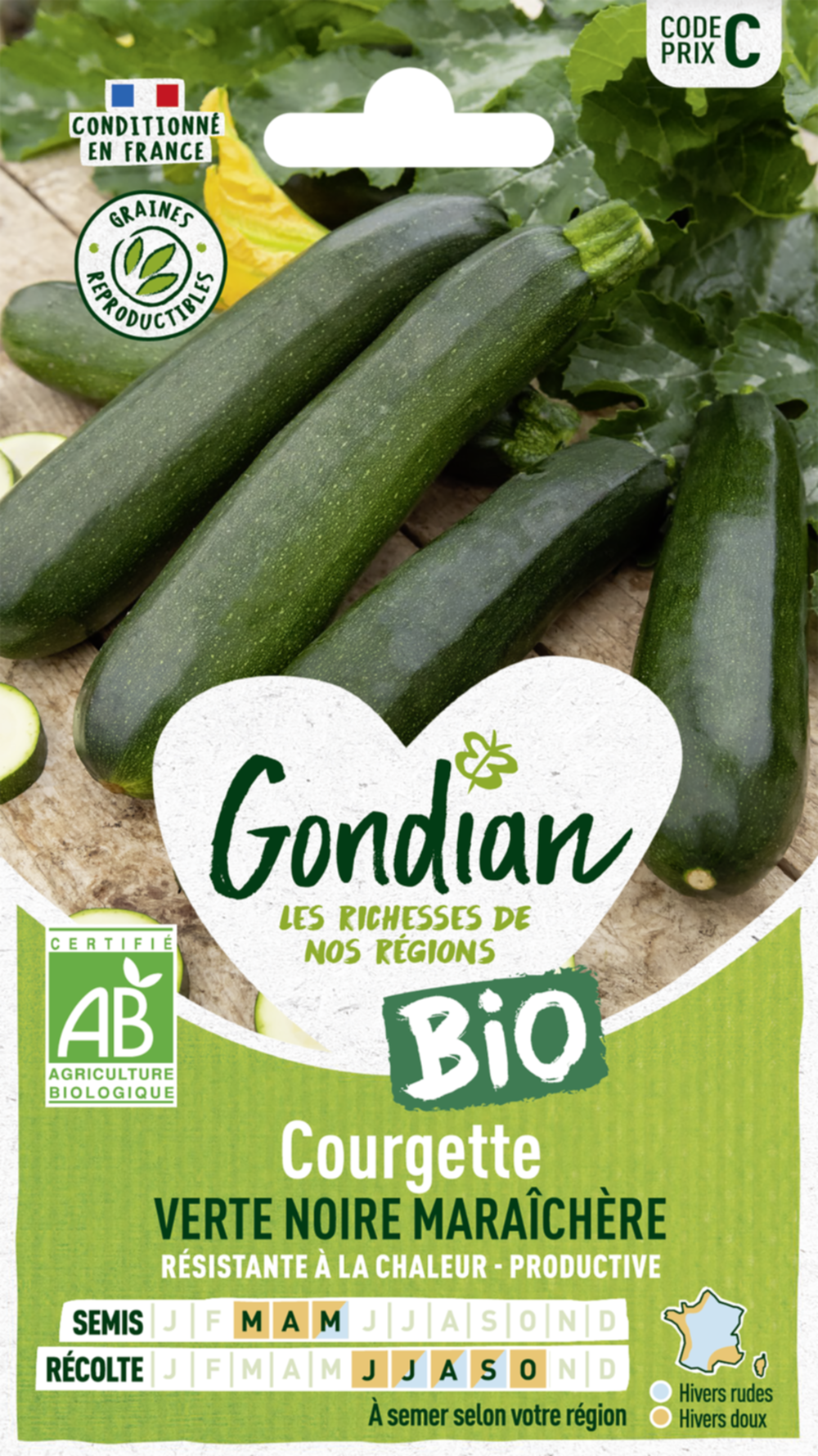 Courgette Verte Noire Maraîchère Bio - GONDIAN