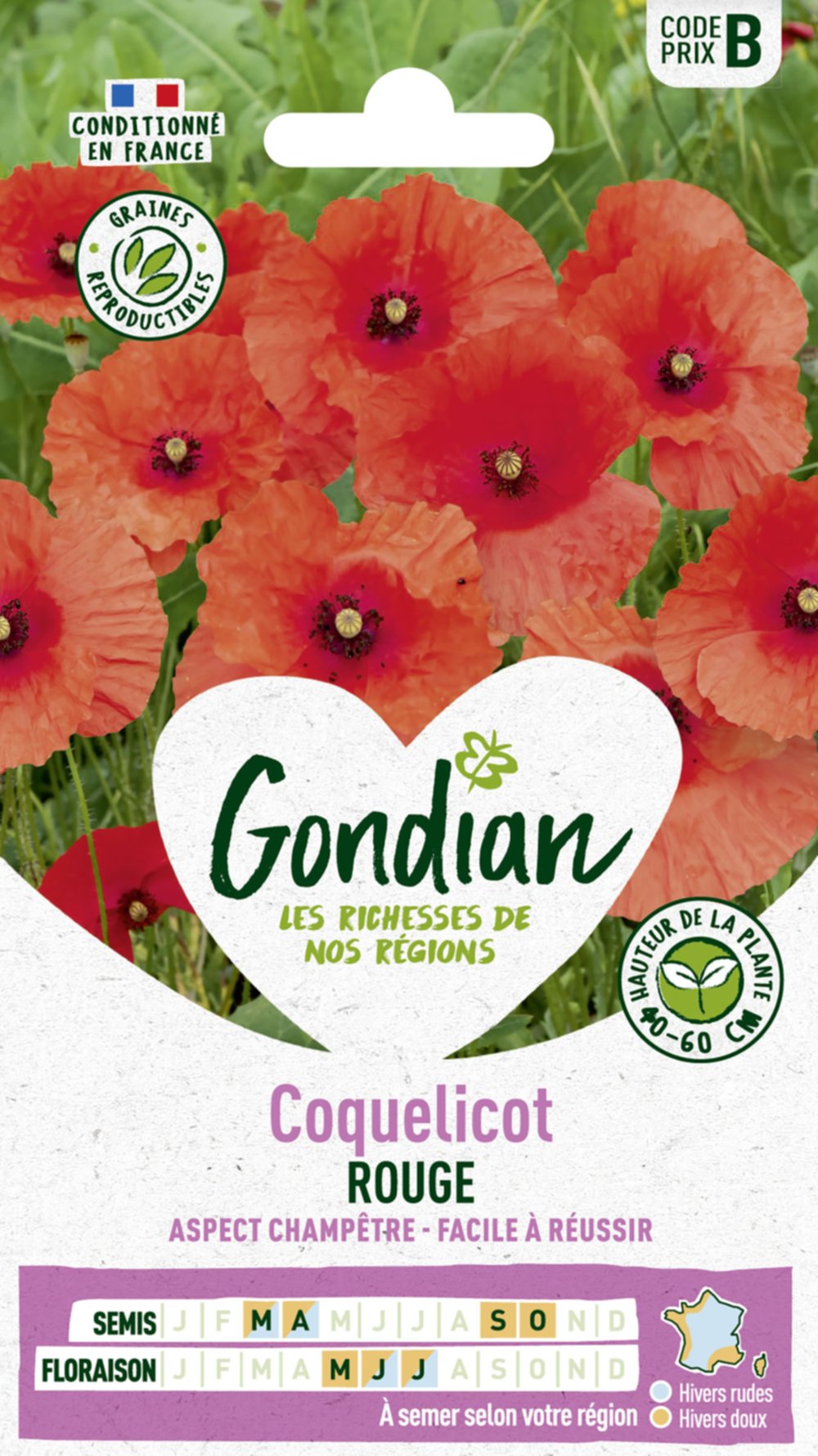 Pavot Coquelicot Simple Rouge - GONDIAN