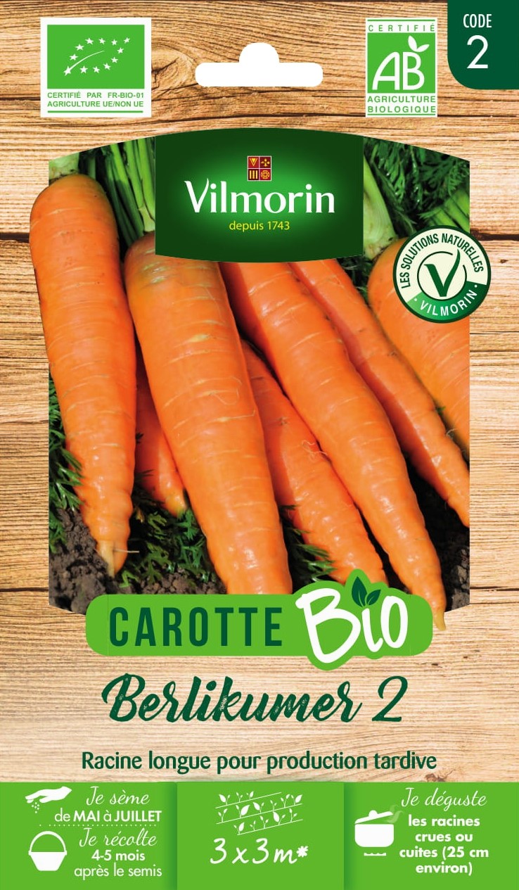 Graines Carotte Berlikumer 2 Bio - VILMORIN