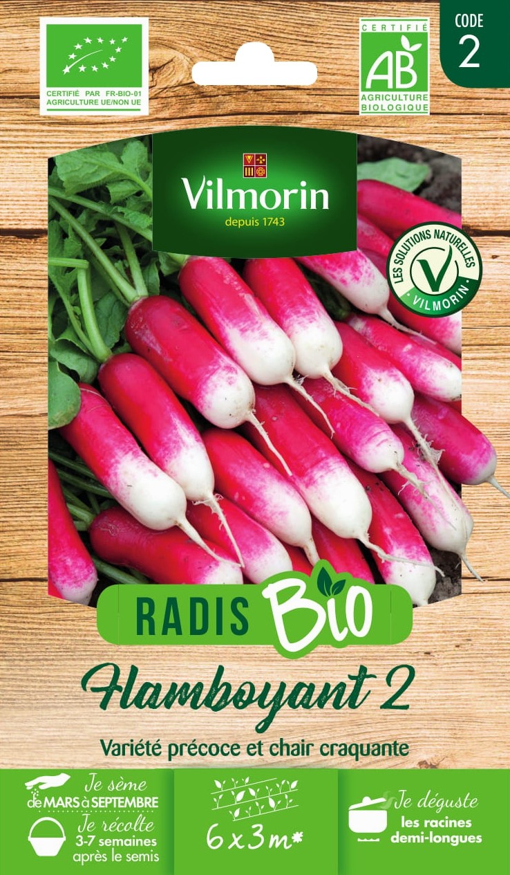 Graines Radis Flamboyant 2 Bio - VILMORIN