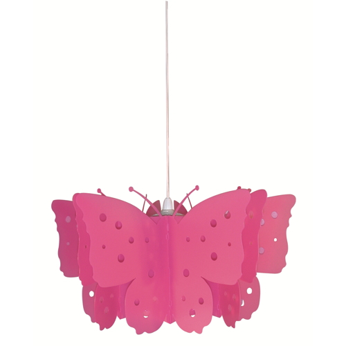 Suspension D44 en PVC forme papillon rose