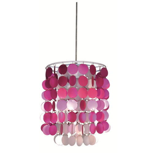 Suspension forme cylindre D25 en pampilles fuchsia