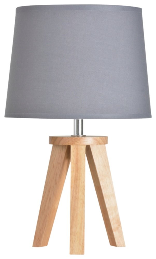 Lampe trépied bois coton Yoga Ø19x34cm Ardoise - COREP