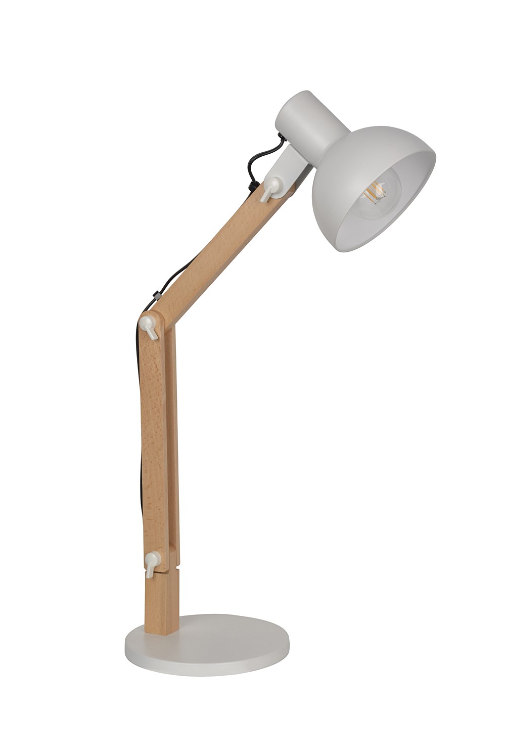 Lampe métal et bois blanc brody