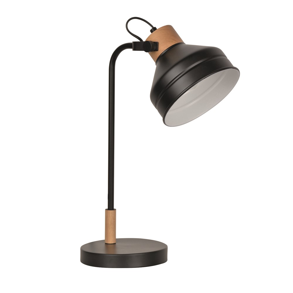 Lampe Clayton Métal et Bois Certifié FSC® Noir Mat 43cm - COREP
