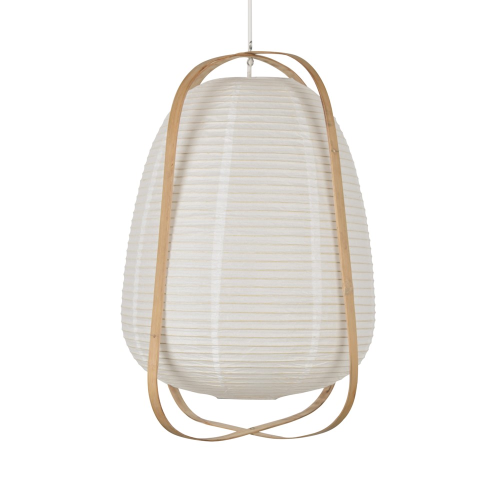 Suspension Akemi Papier et Bambou Blanc Ø36cm 40W - COREP