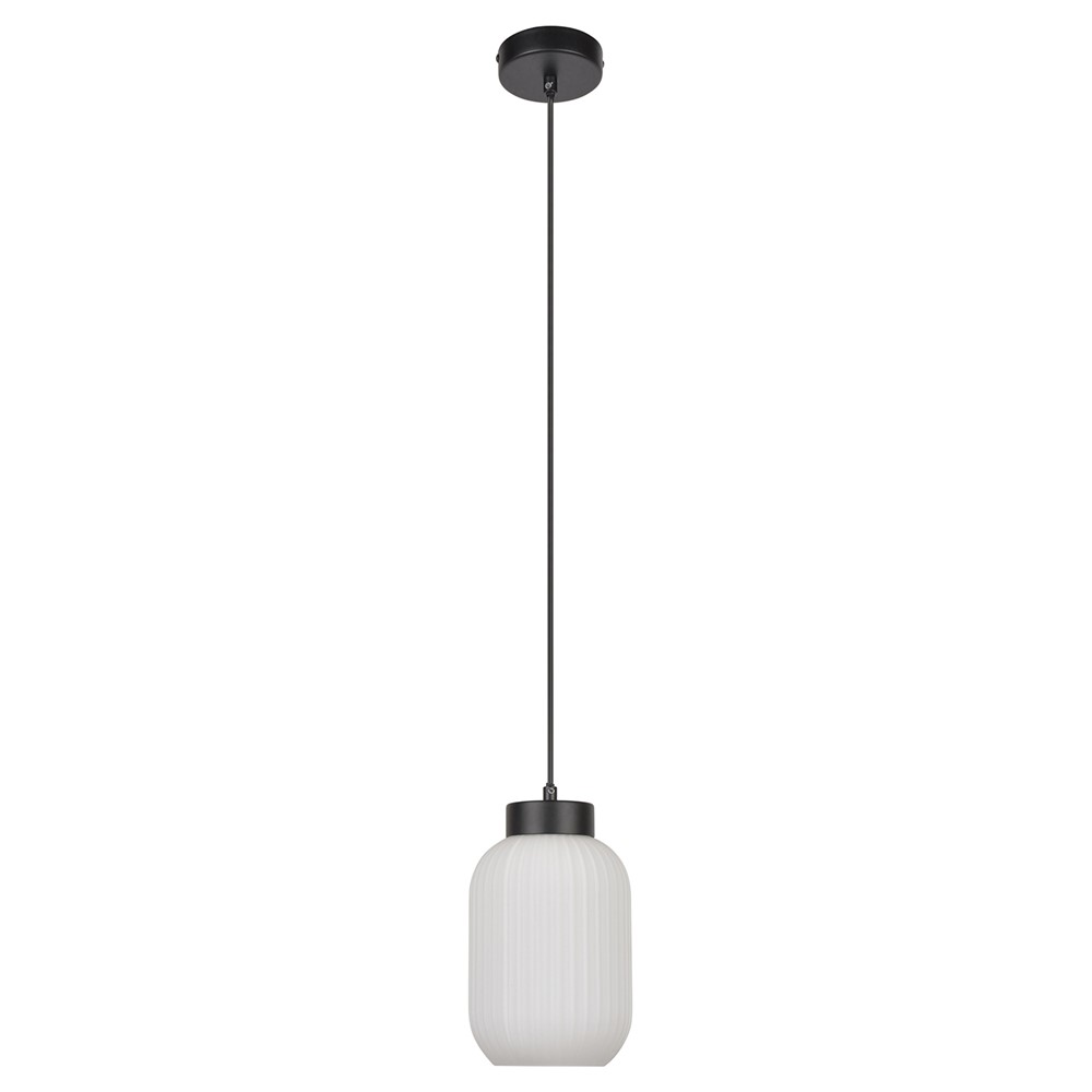 Suspension Shelby Verre et Métal Noir Mat Ø14cm - COREP