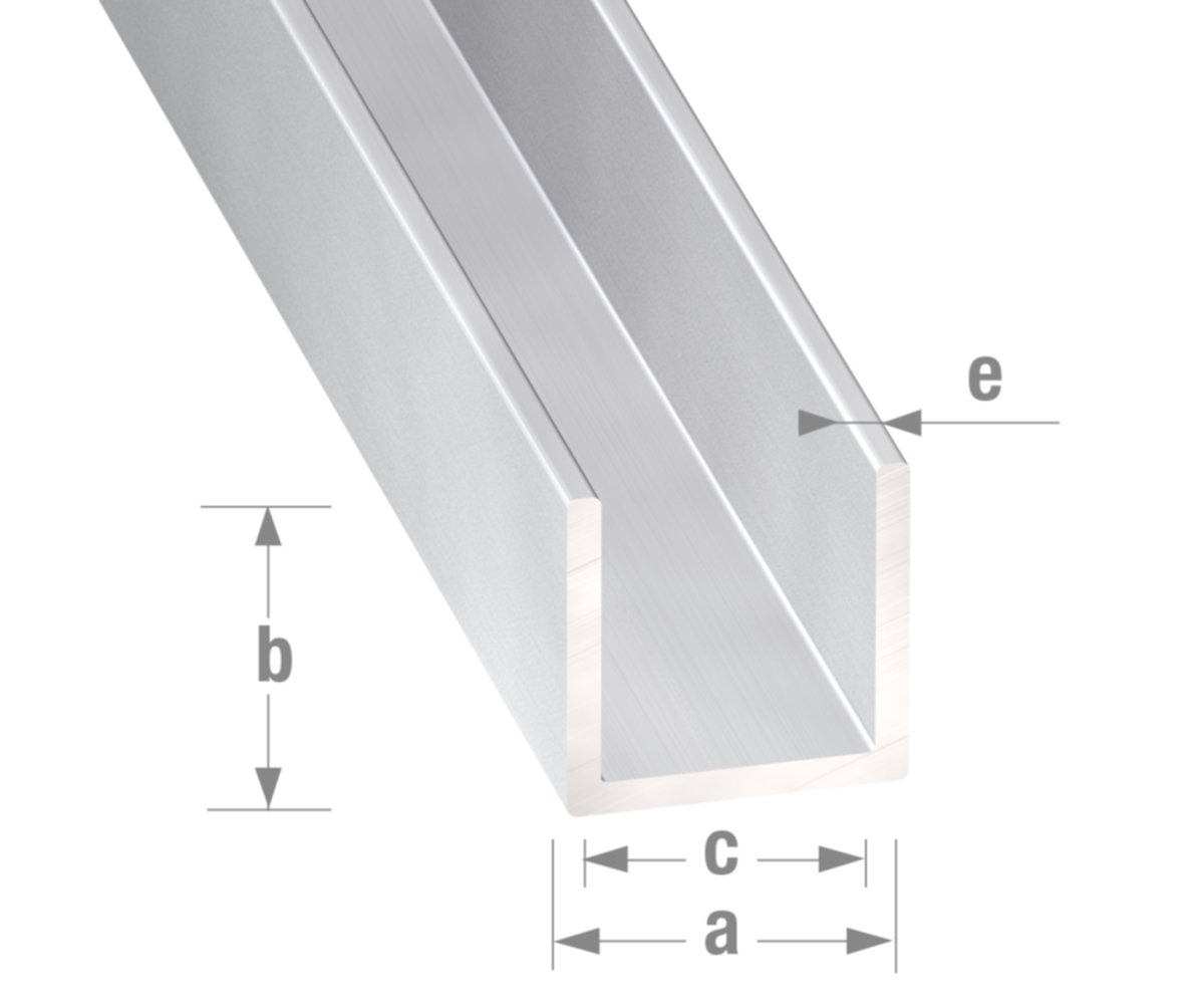 Profilé U alu anodisé incolore 20 x 20 x 20 x 1,5 mm int.17 2m - CQFD