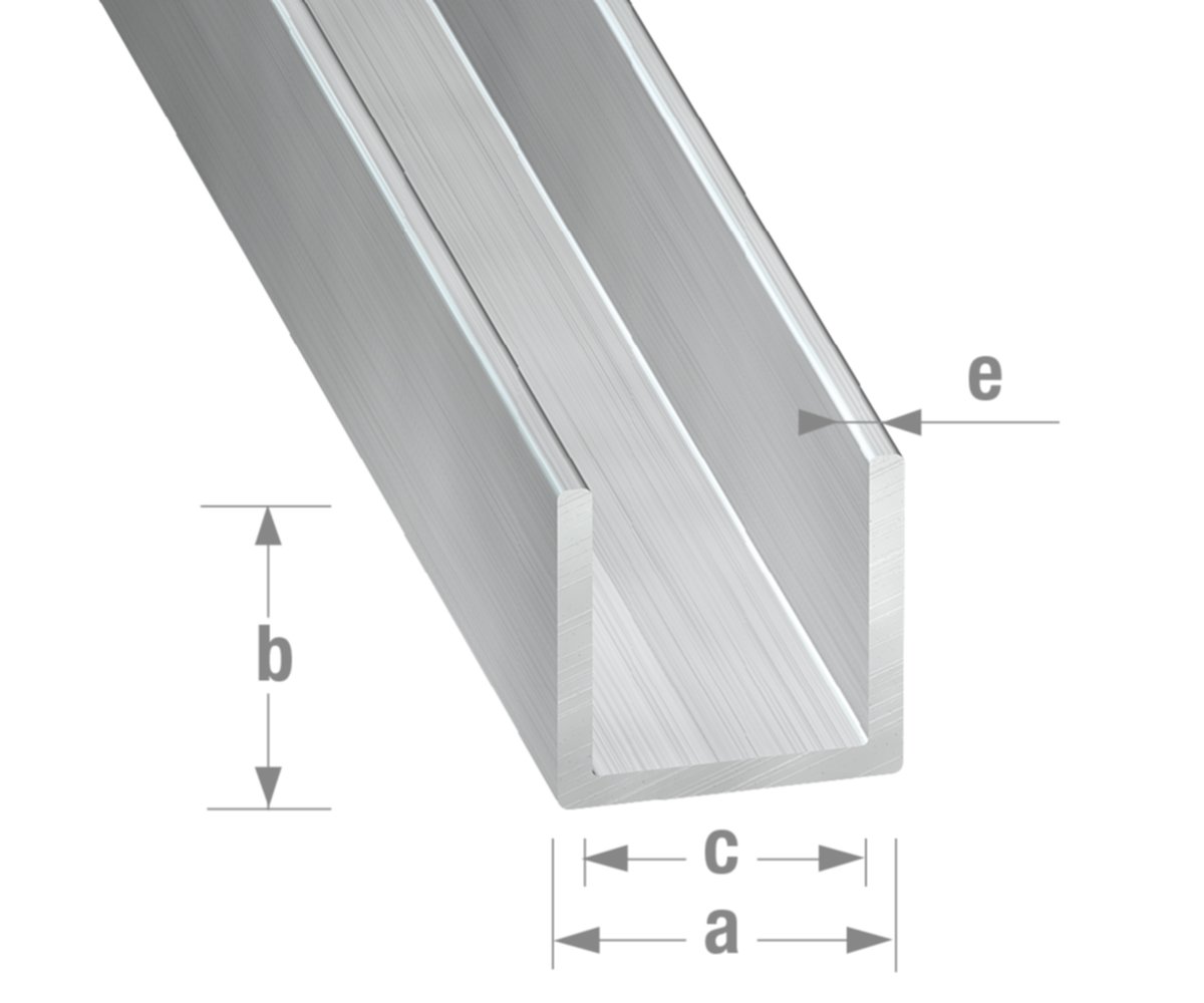 Profilé U alu brut 10 x 13 x 10 x 1,5 mm int.10 2m - CQFD