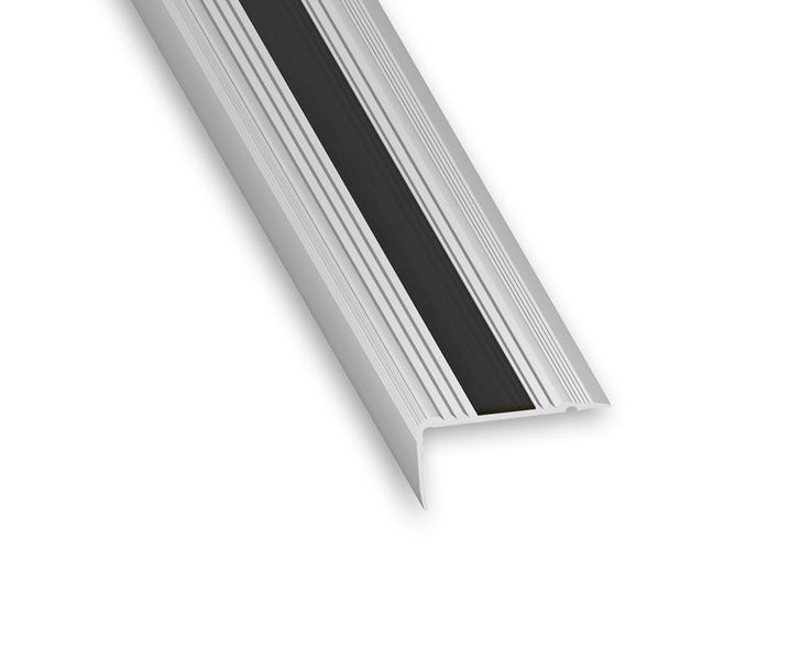 Nez de marche +vis argent+pvc noir 45x23mmx1m