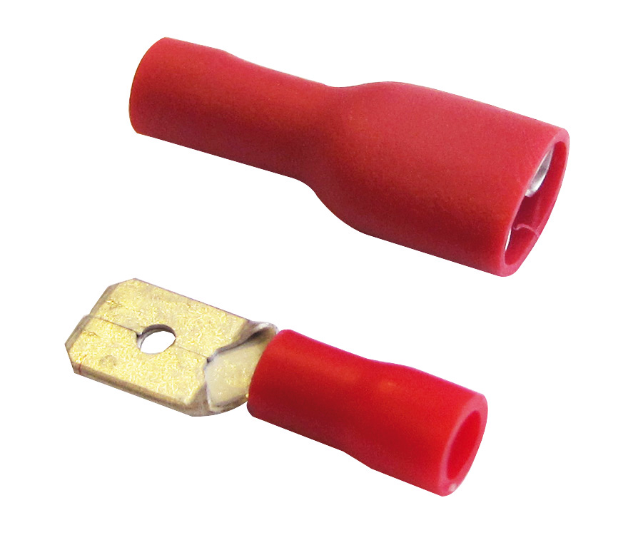 Cosses isolées clips+languette 6,3 mm rouge - TIBELEC