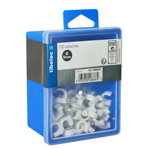 Attaches rondes à clou Ø 9 mm blanches 100 pcs