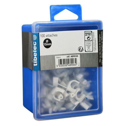 Attaches rondes à clou Ø 10 mm blanches 100 pcs