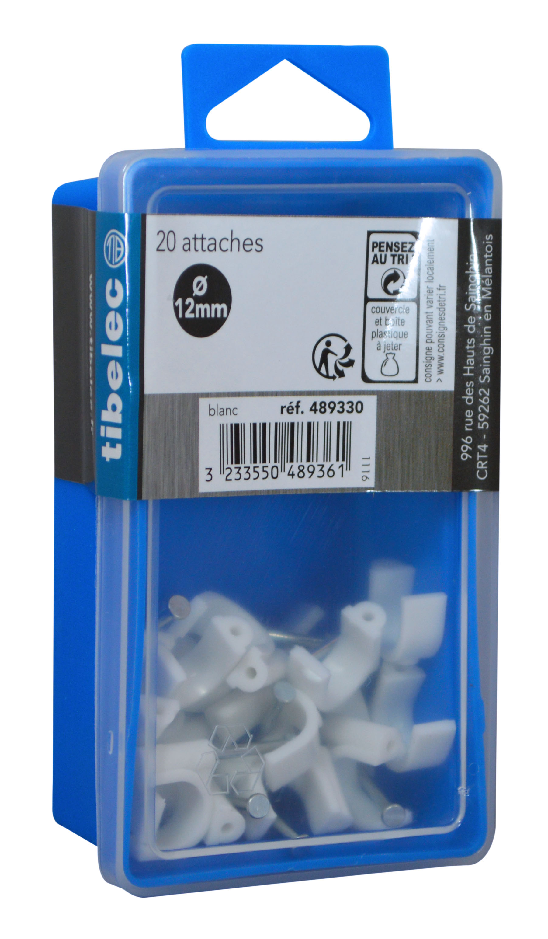 Attaches rondes à clou Ø 12 mm blanches 20 pcs TIBELEC