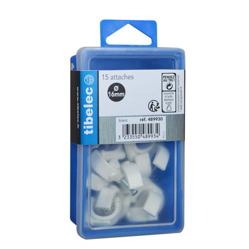 Attaches rondes à clou Ø 16 mm blanches 15 pcs