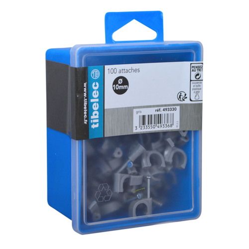 Attaches rondes à clou Ø 10 mm grises 100 pcs