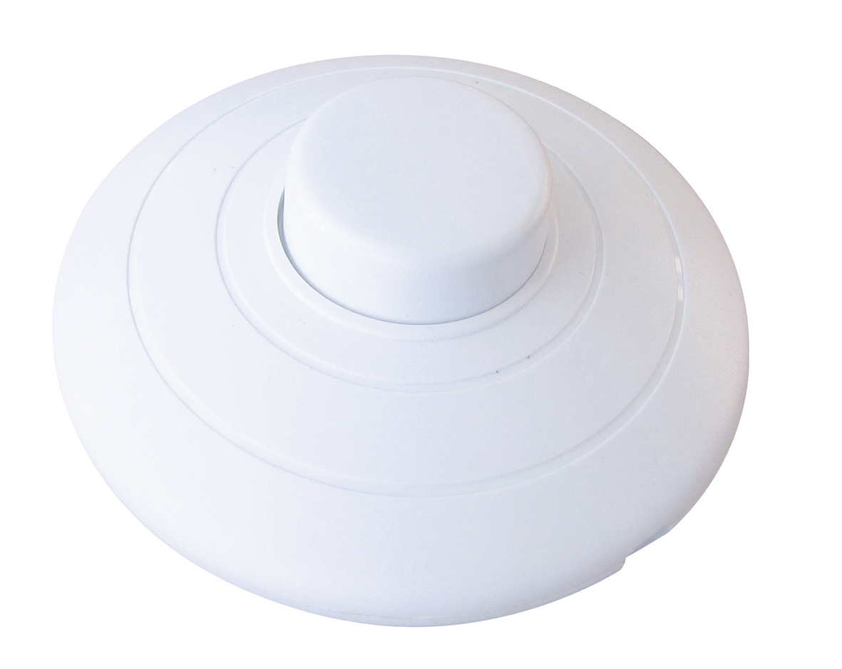 Interrupteur poussoir rond uniploaire 2A 250V blanc