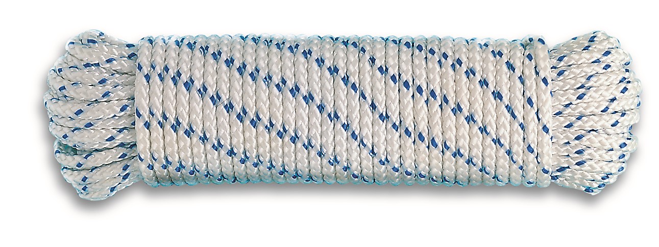 Corde polypropylène tressée 360 kg ∅ 6 mm L.10 m blanc/bleu - CHAPUIS