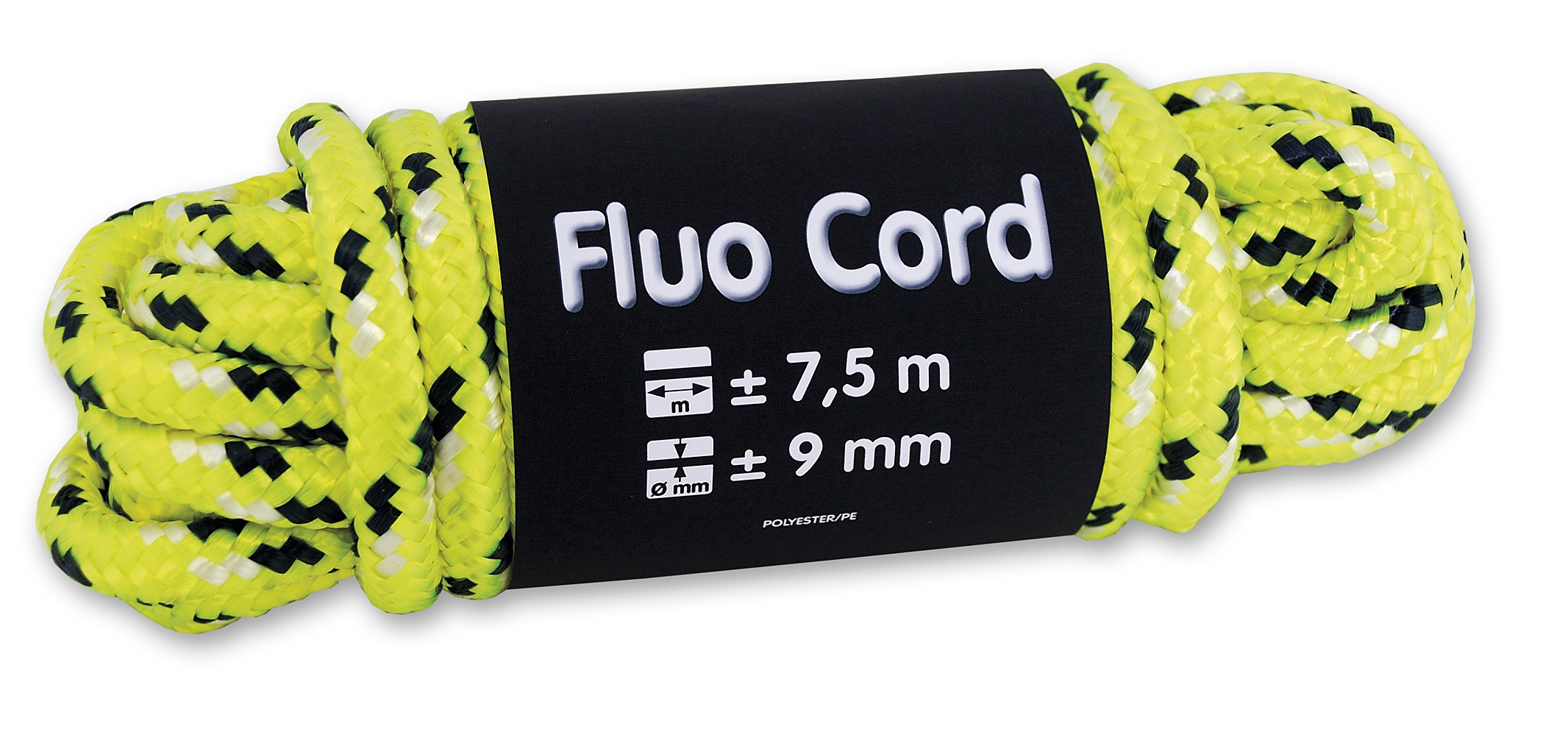 Corde polyester tressée Ø 9mm L.7,5m Jaune fluo