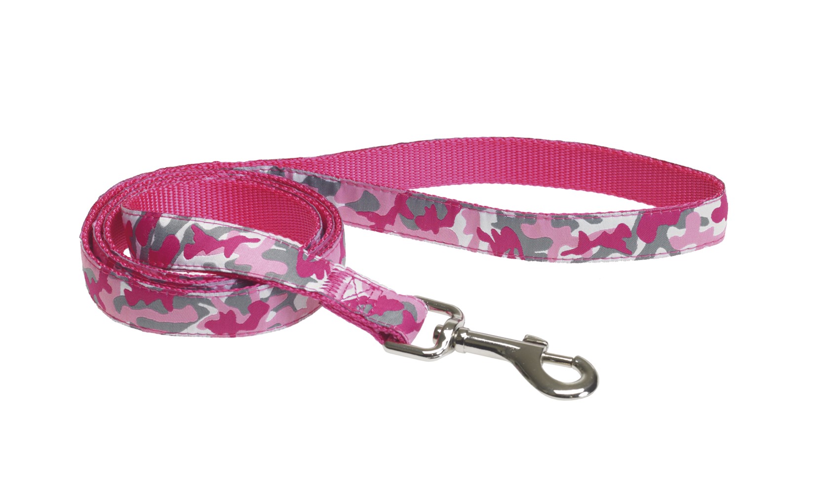 Laisse chien nylon camouflage rose 20mm 1,20m T.M