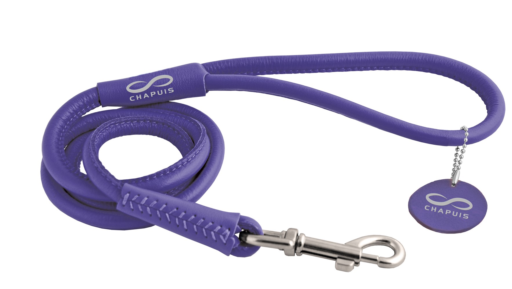 Laisse ronde chien cuir violet 13mm 1,22m Taille L