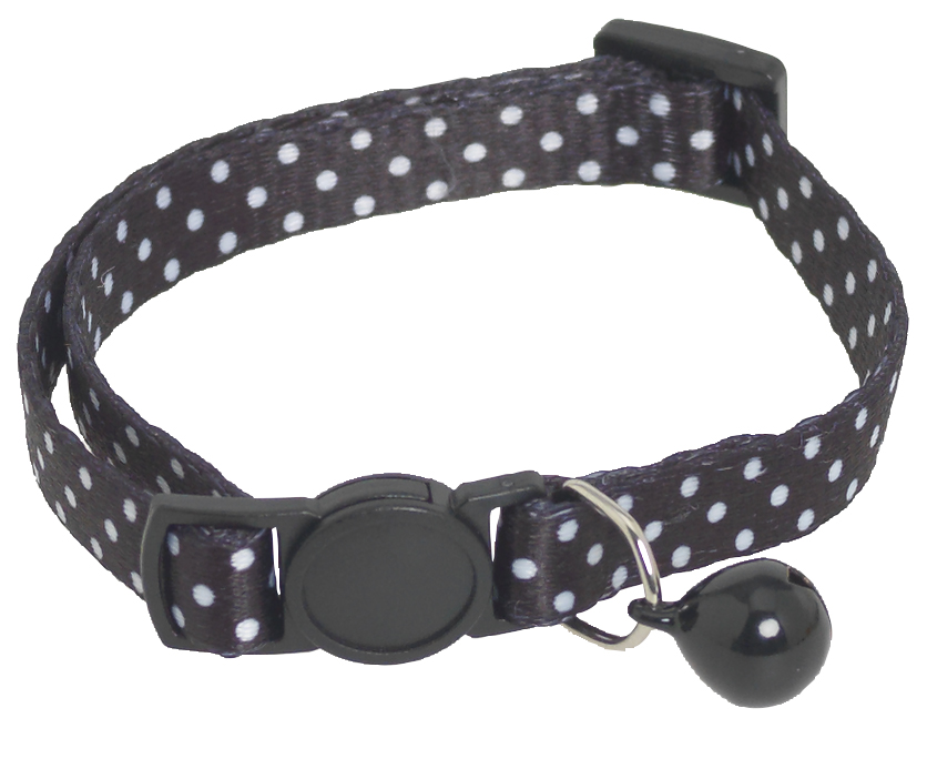 Collier noir+pois 10mm 20-30cm