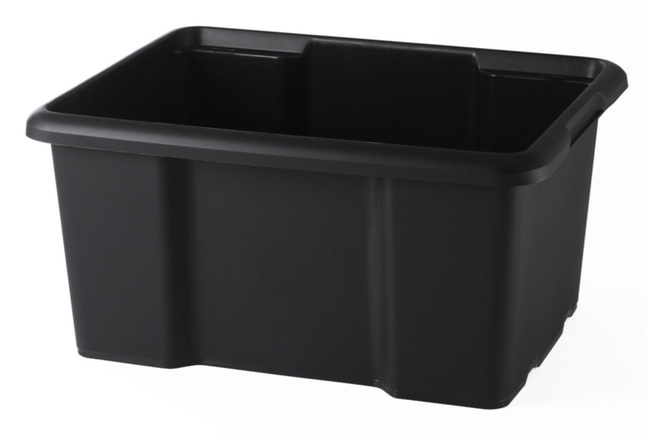 Bac de rangement en plastique 30L noir - SUNDIS