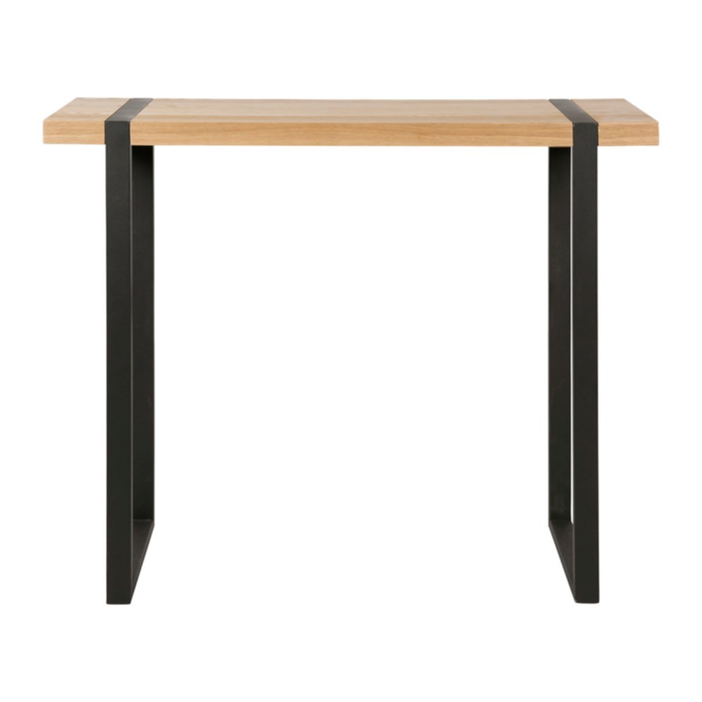 Console MDF Mokka Teinte Naturelle Pieds Métal Noirs 80x100x30cm