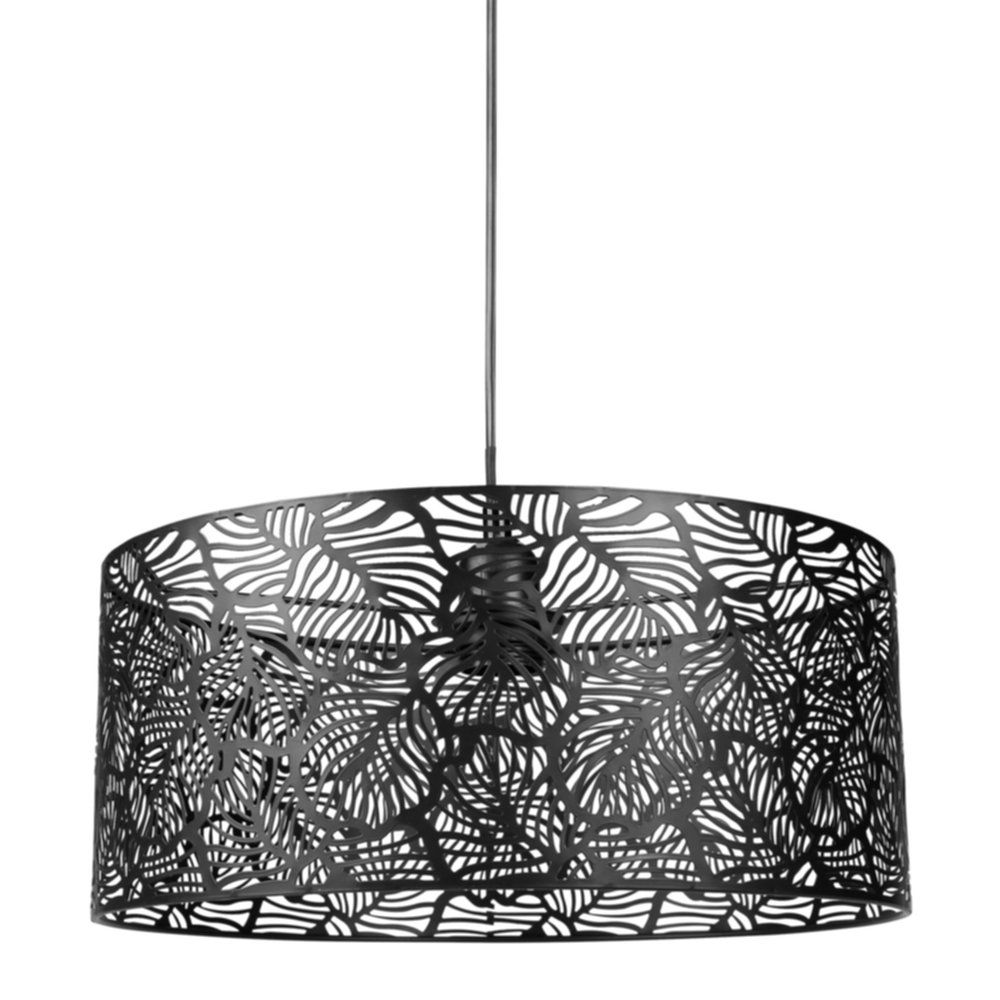 Suspension Métal Ajouré Calathéa Noire 15x35x35cm 220V 40W