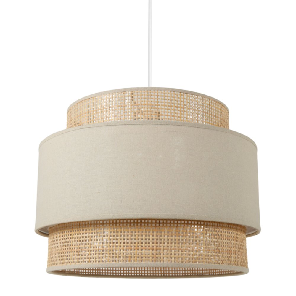 Suspension gigogne en rotin tissu beige Ø40 x H31 cm - OSTARIA