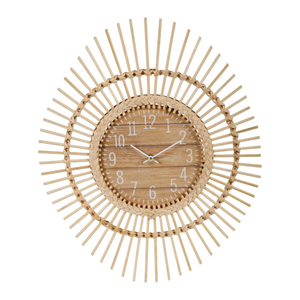 Horloge en rotin et cachemire naturel L.50 x H.60 x P.4,5 cm