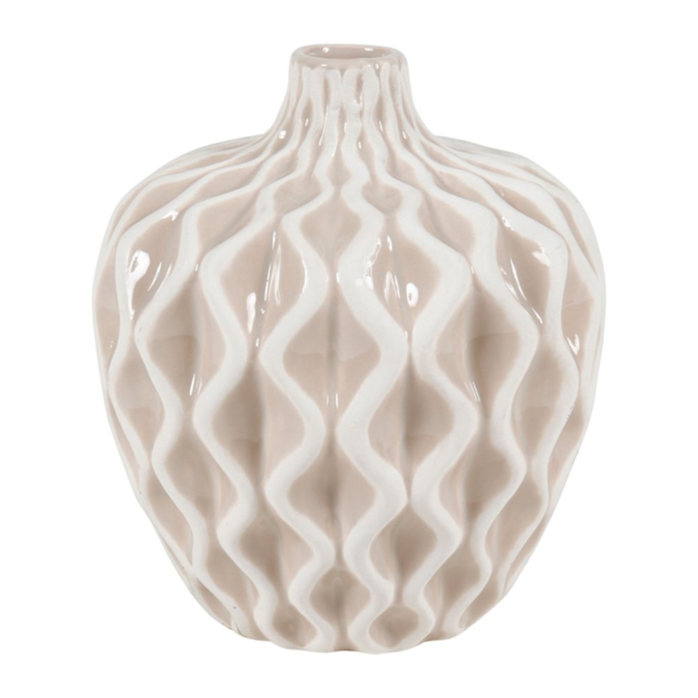 Vase en céramique avec reliefs vagues sable D15 x H18,5 cm - OSTARIA