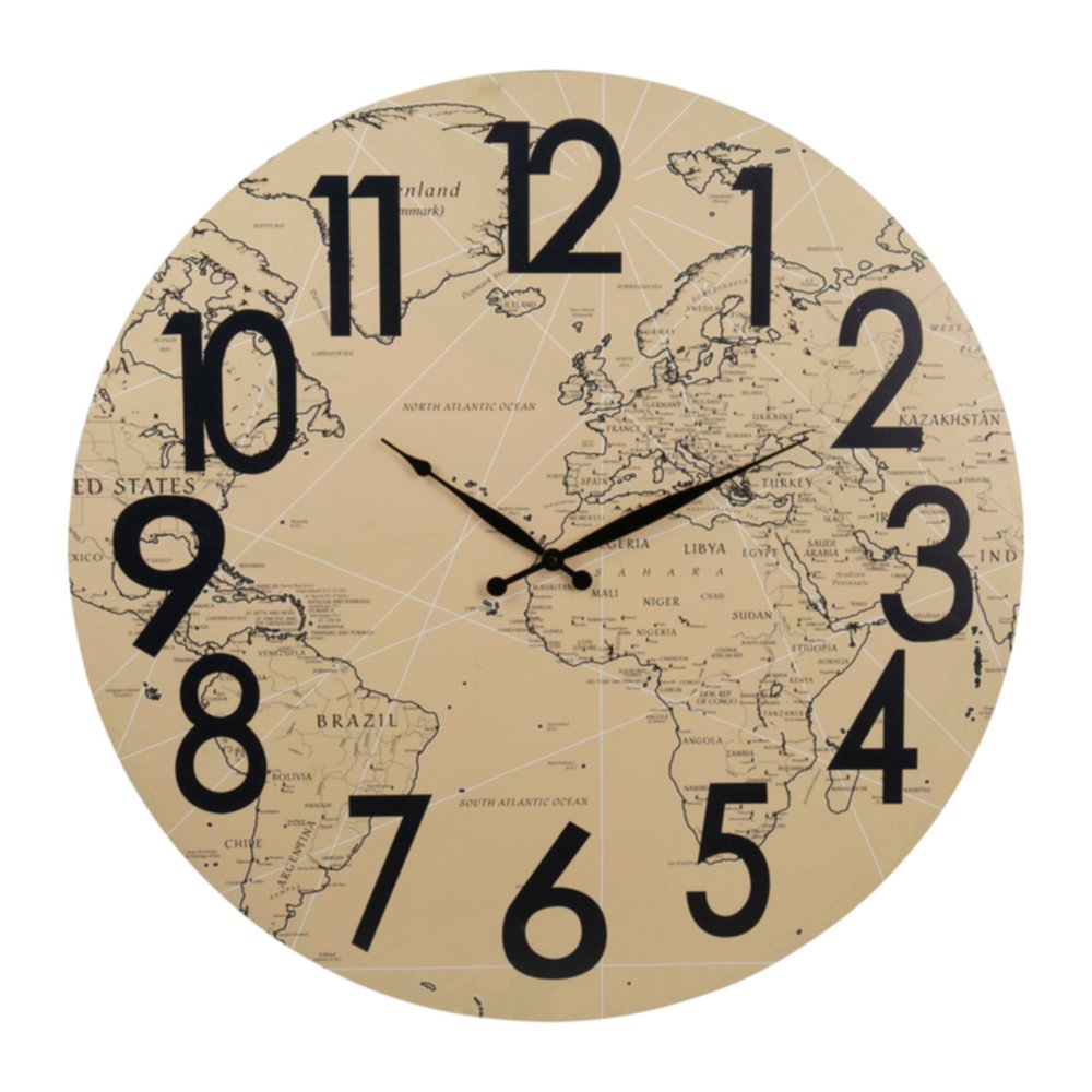 Horloge MDF Mappemonde Ø70cm