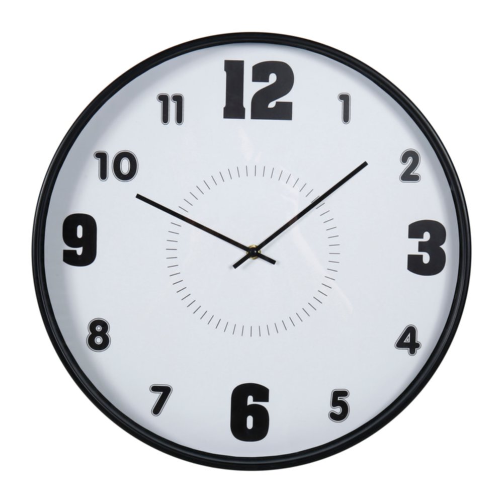 Horloge plastique Ø40 cm noir/blanc - OSTARIA